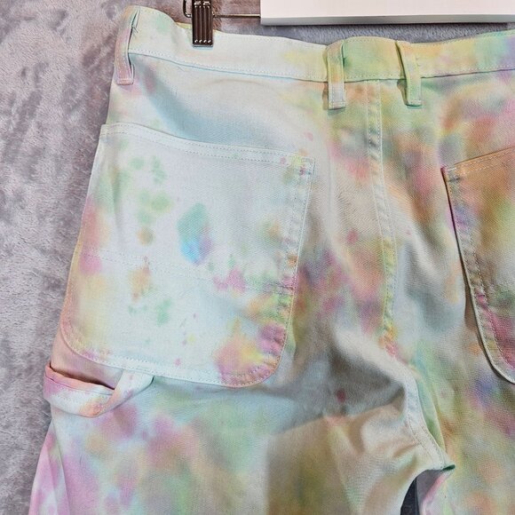 Dickies Pastel Tie Dye Cargo Shorts Womens 34 Multi Color Cotton Blend Bermuda - Picture 7 of 12